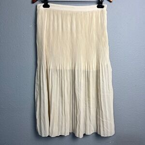 XXI Pleated Skirt Midi A-Line Lined Accordion Semi Sheer Career Casual Beige Lg‎